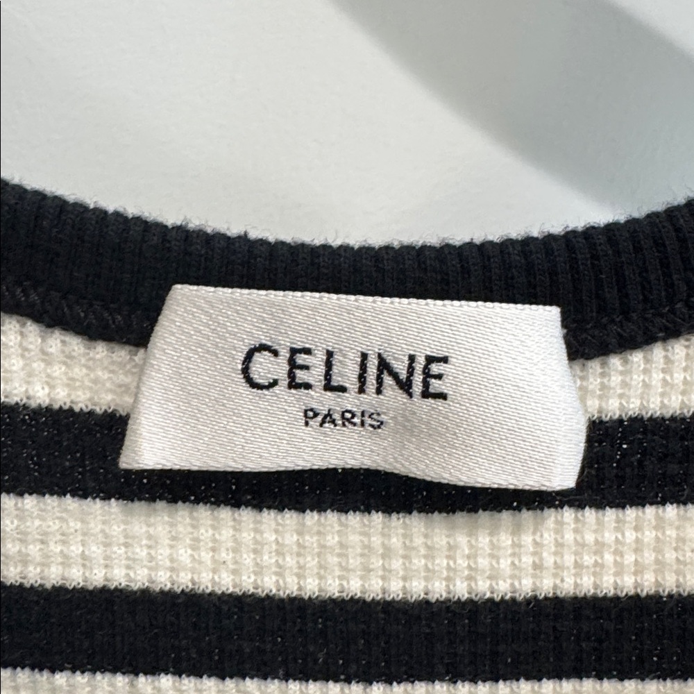 Celine Mariniere White Black Striped Ribbed Cotton Jersey Knit Tank Top size S - Picture 5 of 14